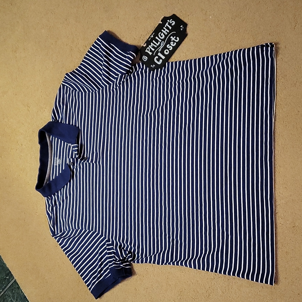 1888 Saddlebred Short Sleeve Polo XL Navy and White Stripe